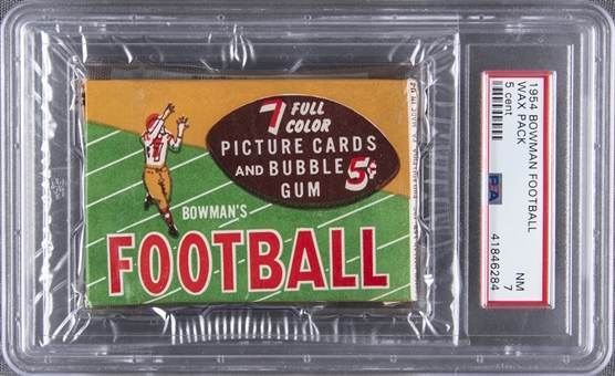 1954 Bowman Football Unopened Five-Cent Wax Pack - PSA NM 7